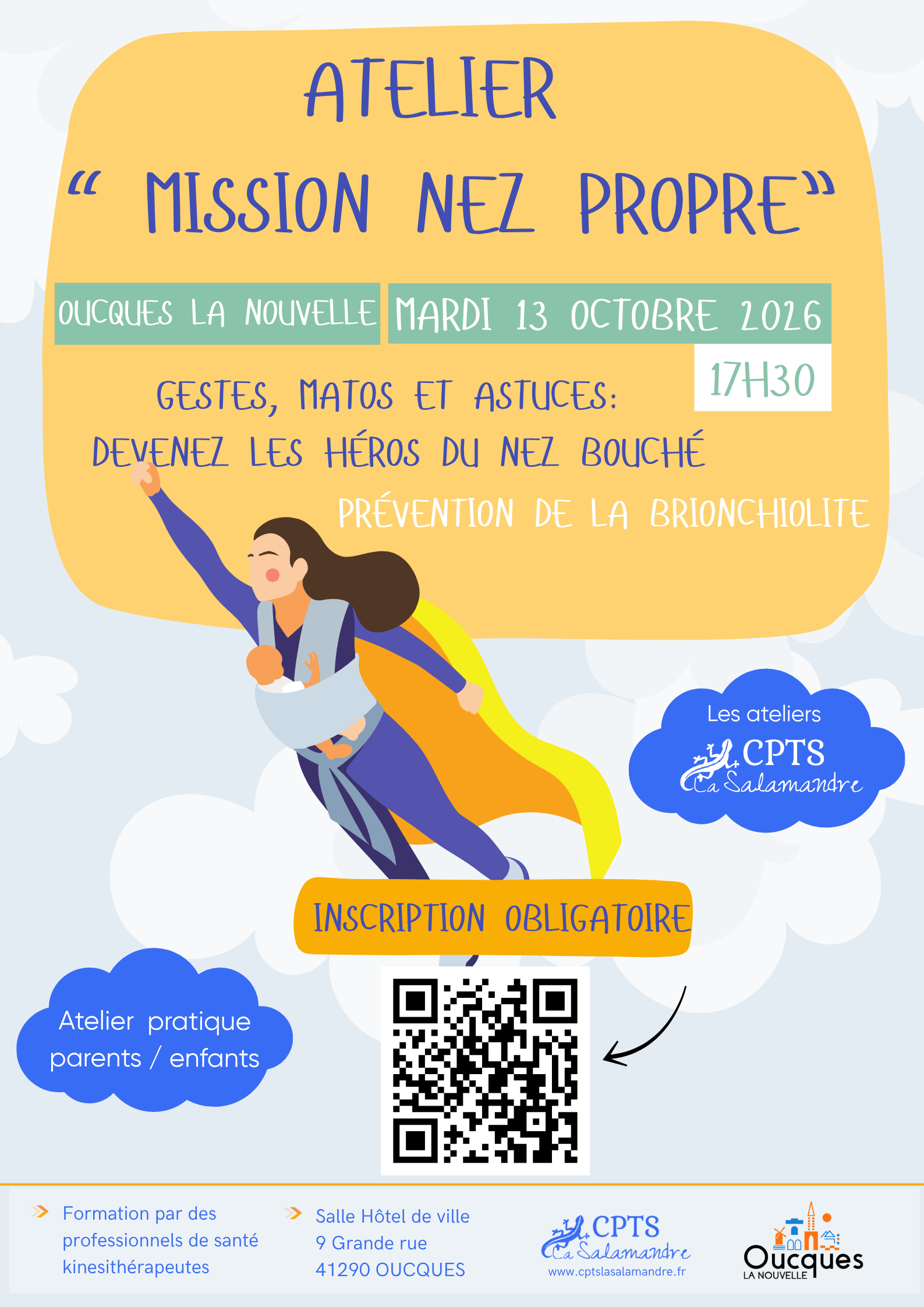 AFFICHE ATELIER MOUCHAGE BRONCHIOLITE OUCQUES LA NOUVELLE 13 OCTOBRE 2026
