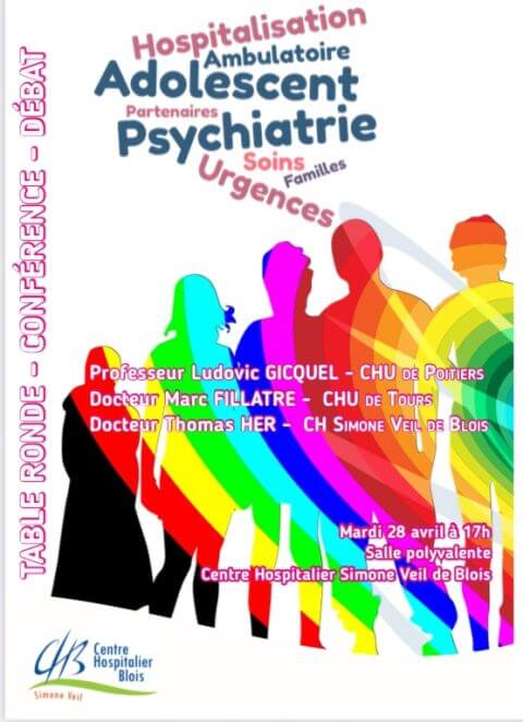 AFFICHE CONFERENCE TABLE RONDE PSYCHIATRIE DE L adolescent 28 avril 2026 17h